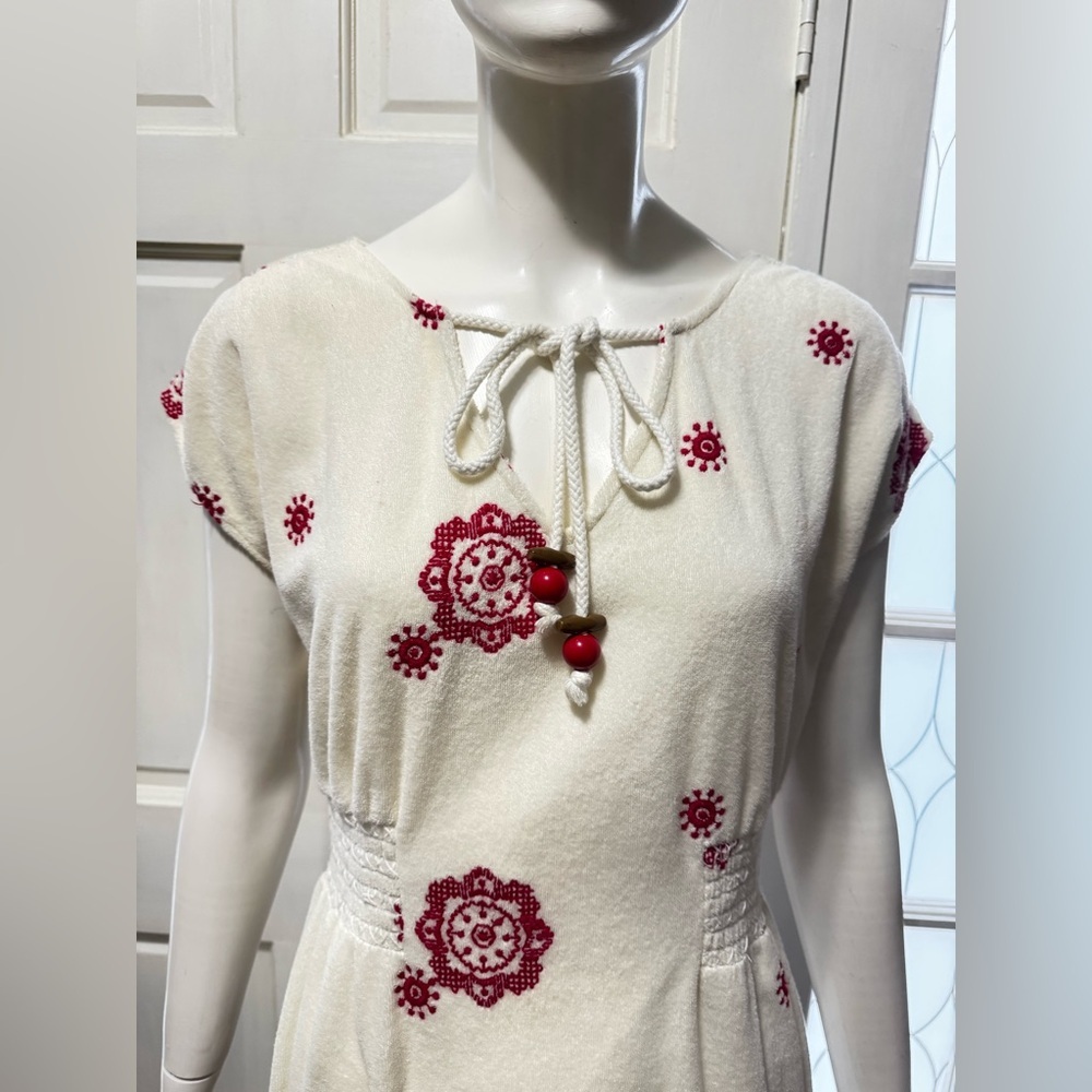 Juicy Couture Fashion Angel Cherry Red Sonia Floral EmbroideryTerry Mini Dress M - Picture 5 of 14